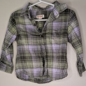 Cat & Jack Kids Plaid Button-Down Shirt - Green and Lavender